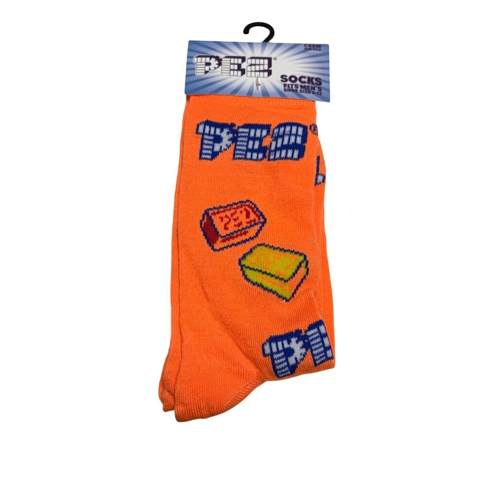 Pez Candy Unisex Crew Socks Orange Novelty Design Fits Shoe Size 6-12 Mens Gift